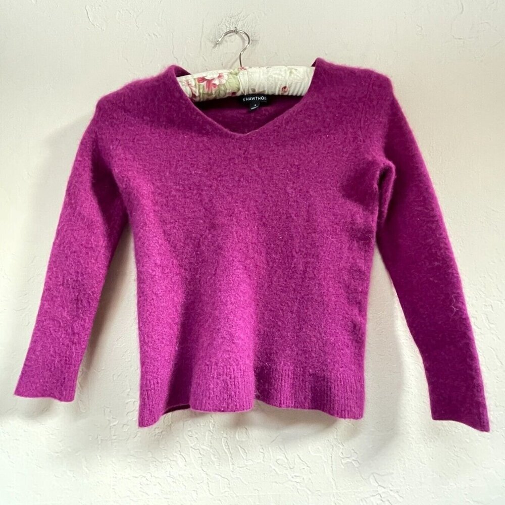 41Hawthorn Women's V-Neck Cashmere Pullover Sweater Size Small Pink Long Sleeve